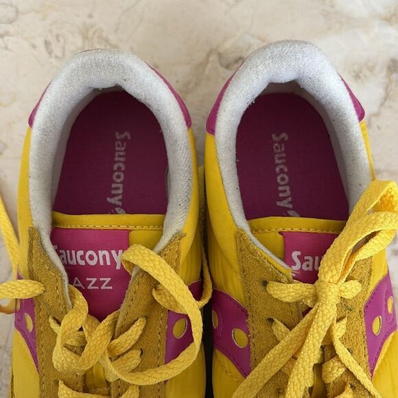 SAUCONY Jazz Original Retro Classic Sneakers Running Shoes Yellow & Pink - Picture 9 of 13